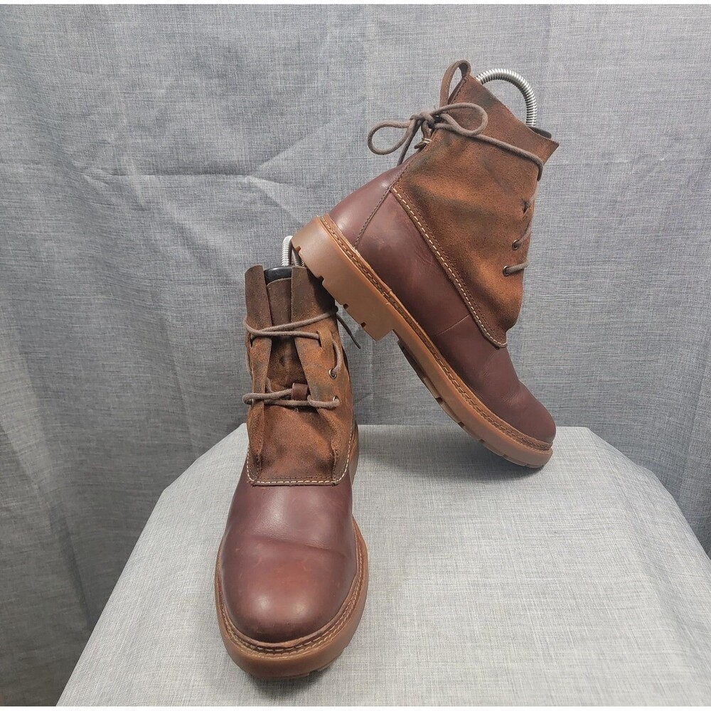 Clarks Trace Dusk Mens Chelsea Boot Lace-Up Brown Leather Suede SZ 11m US 10UK